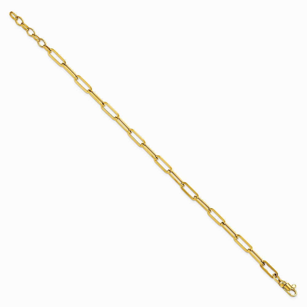 14K Yellow Gold Polished Fancy Link with 1in ext Bracelet - Product Photo