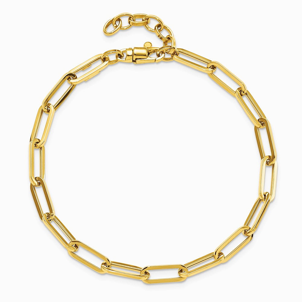 14K Yellow Gold Polished Fancy Link with 1in ext Bracelet - Product Photo