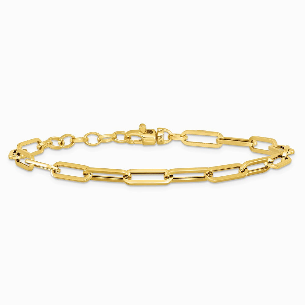 14K Yellow Gold Polished Fancy Link with 1in ext Bracelet - Product Photo