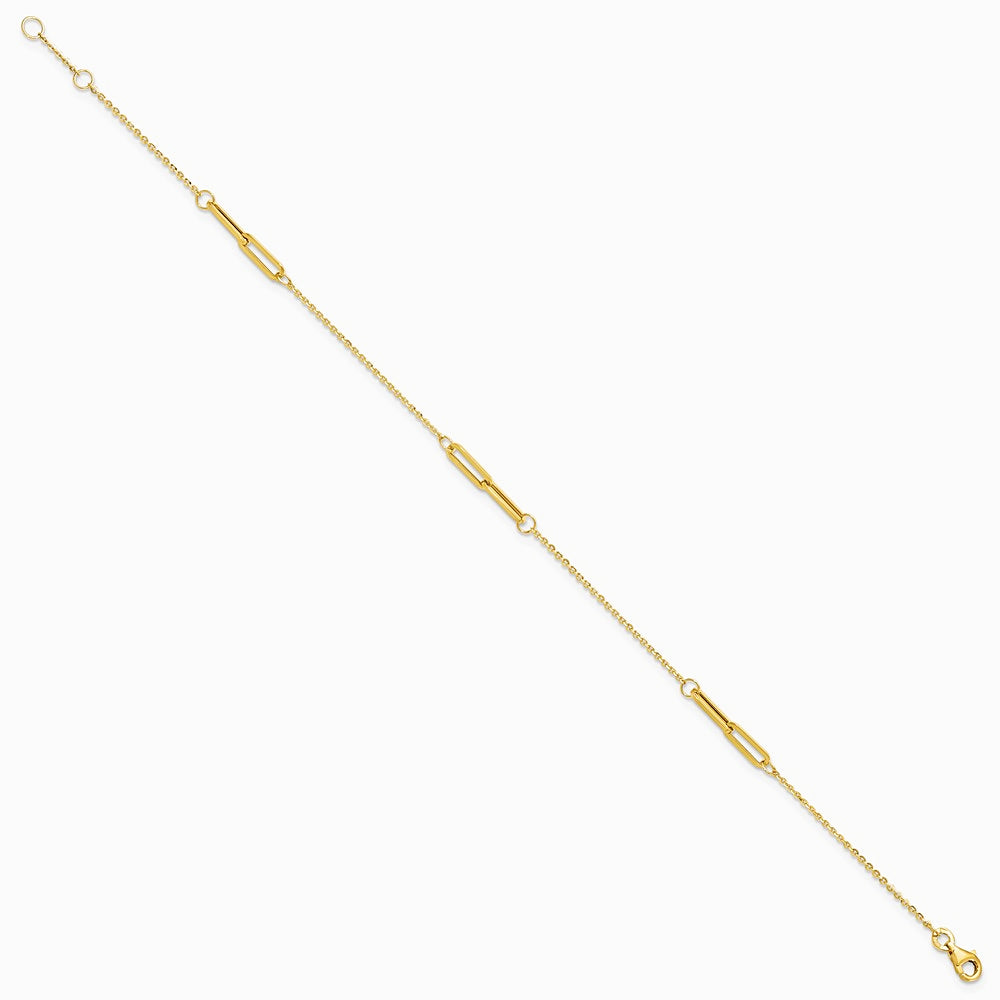 14K Yellow Gold Polished w/ .5in ext. Anklet - Product Photo
