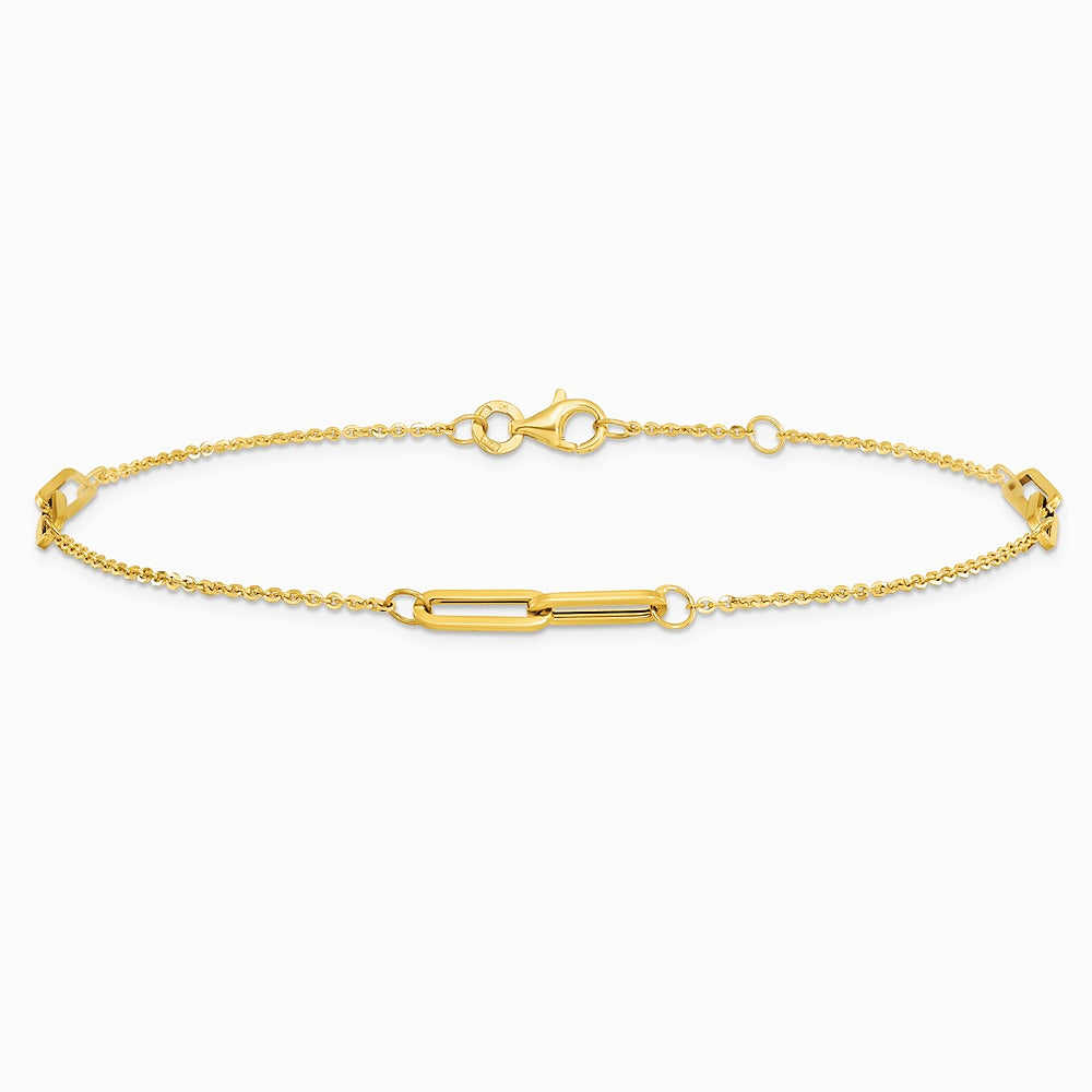 14K Yellow Gold Polished w/ .5in ext. Anklet - Product Photo