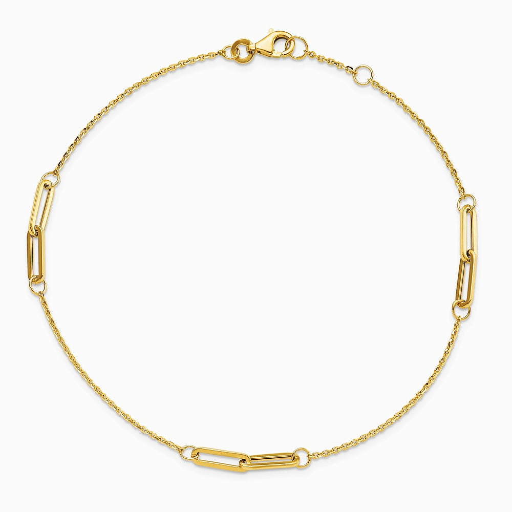 14K Yellow Gold Polished w/ .5in ext. Anklet - Product Photo
