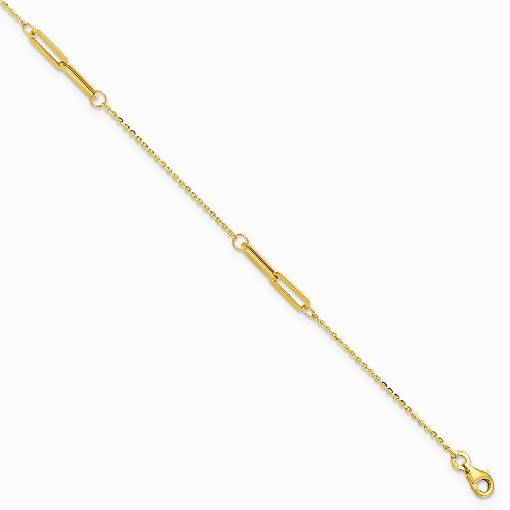 14K Yellow Gold Polished w/ .5in ext. Anklet - Product Photo