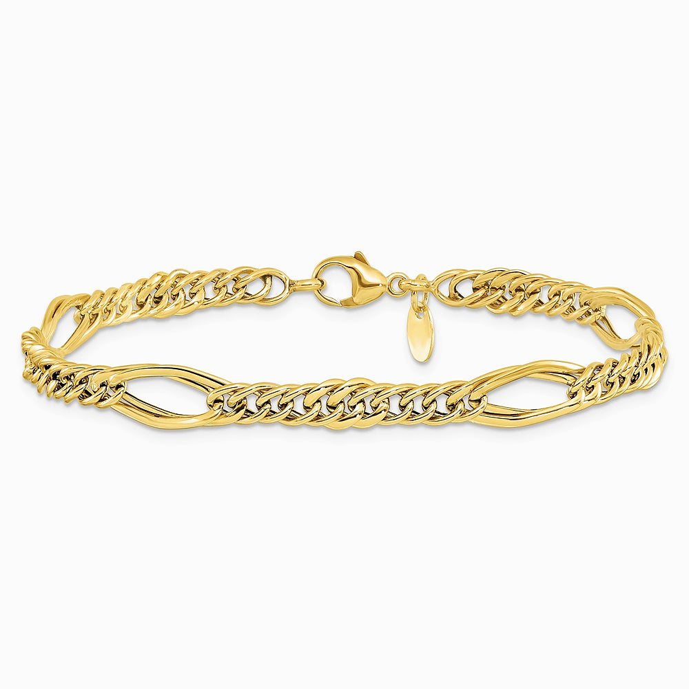 14K Yellow Gold Polished Fancy Link Bracelet - Product Photo