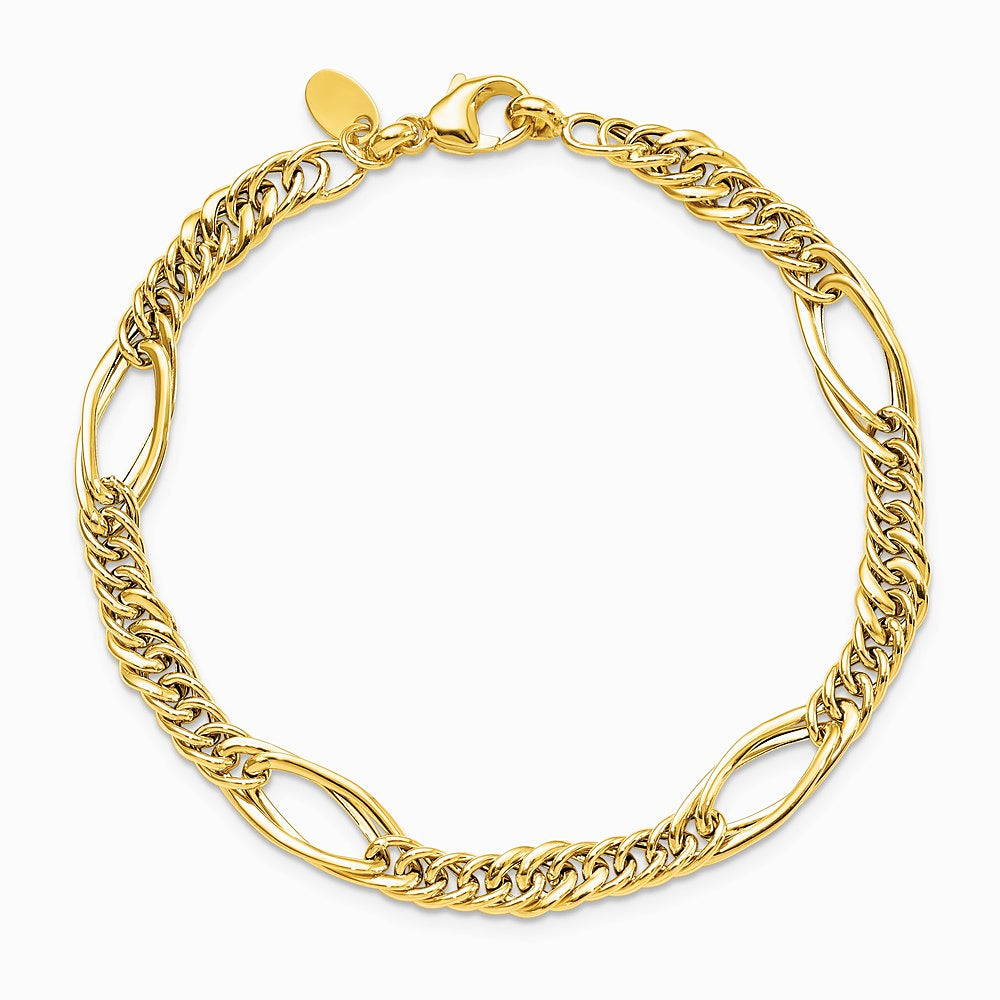 14K Yellow Gold Polished Fancy Link Bracelet - Product Photo
