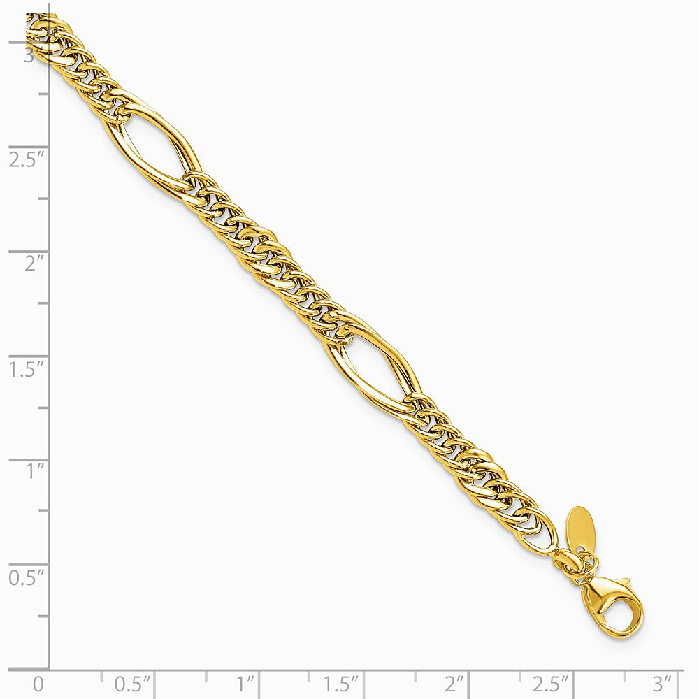 14K Yellow Gold Polished Fancy Link Bracelet - Product Photo