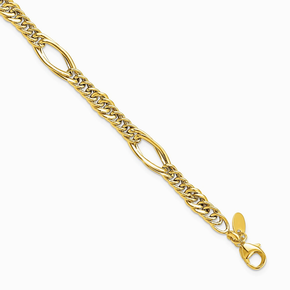 14K Yellow Gold Polished Fancy Link Bracelet - Product Photo