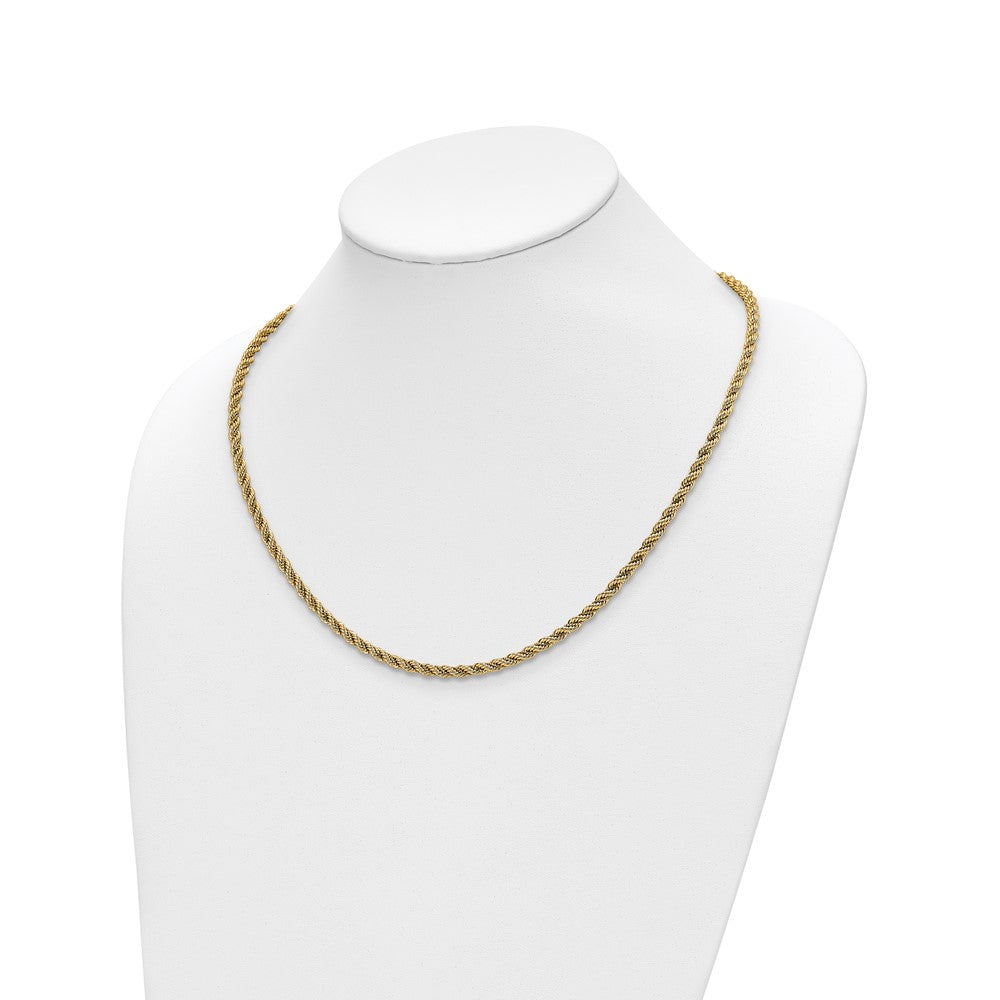 14K Two-tone Polished Textured Rope Necklace - Product Photo