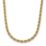 14K Two-tone Polished Textured Rope Necklace - Product Photo