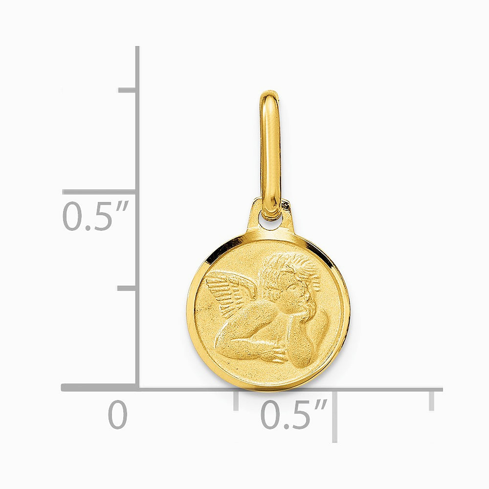 14K Yellow Gold Polished and Matte Angel Pendant - Product Photo