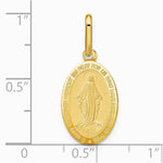 14K Yellow Gold Polished and Matte Oval Miraculous Medal - Product Photo