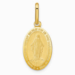 14K Yellow Gold Polished and Matte Oval Miraculous Medal - Product Photo