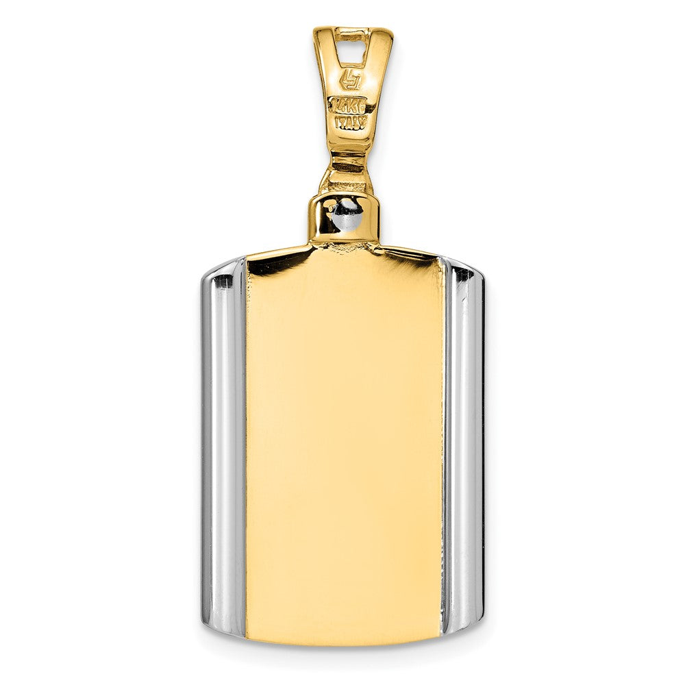 Leslie's 14K Two-tone Brushed Cross Dog Tag Pendant - Product Photo