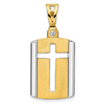 Leslie's 14K Two-tone Brushed Cross Dog Tag Pendant - Product Photo