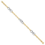 14K Two-tone Polished and Textured Fancy Link Bracelet - Product Photo