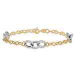 14K Two-tone Polished and Textured Fancy Link Bracelet - Product Photo