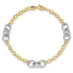 14K Two-tone Polished and Textured Fancy Link Bracelet - Product Photo