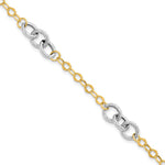14K Two-tone Polished and Textured Fancy Link Bracelet - Product Photo