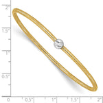 Leslie's 14K with Rhodium Polished with Diamond-cut Bead Stretch Bracelet - Product Photo