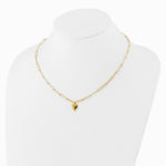 14K Yellow Gold Polished Heart Paperclip Link Necklace - Product Photo