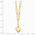 14K Yellow Gold Polished Heart Paperclip Link Necklace - Product Photo