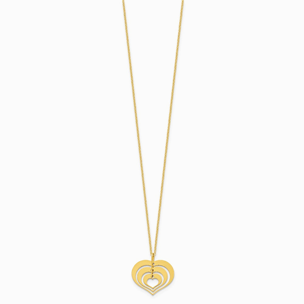 14K Yellow Gold Polished Heart Pendant with 1in ext. Necklace - Product Photo