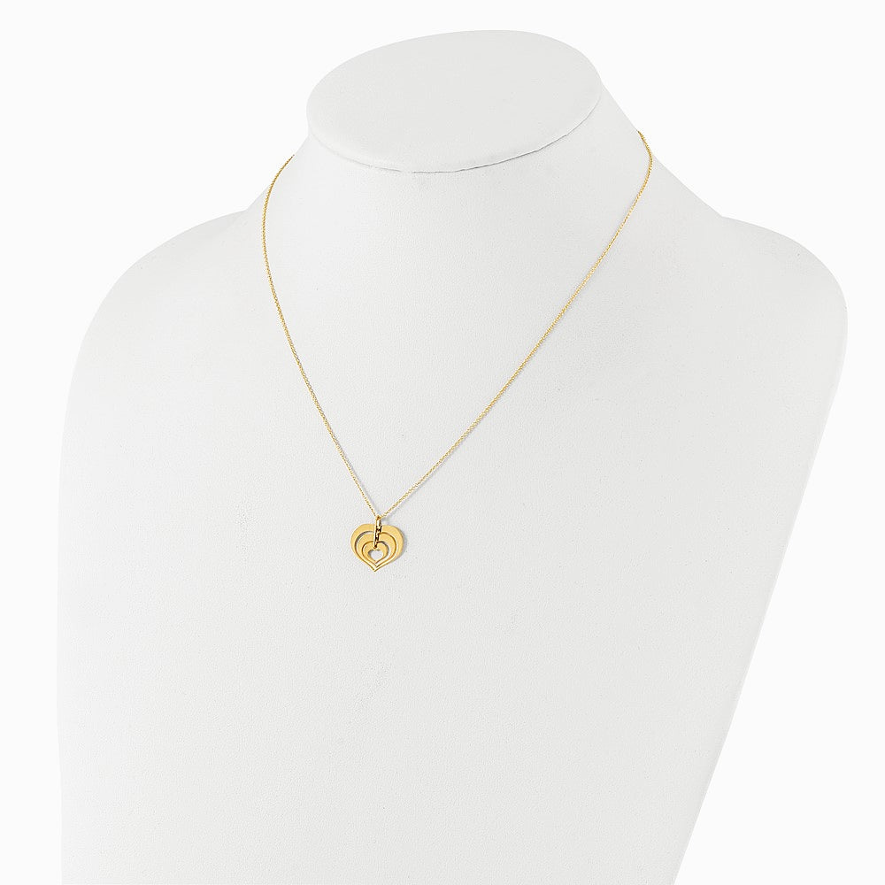 14K Yellow Gold Polished Heart Pendant with 1in ext. Necklace - Product Photo