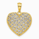 14K Two-tone Polished and Dia-cut Heart Pendant - Product Photo