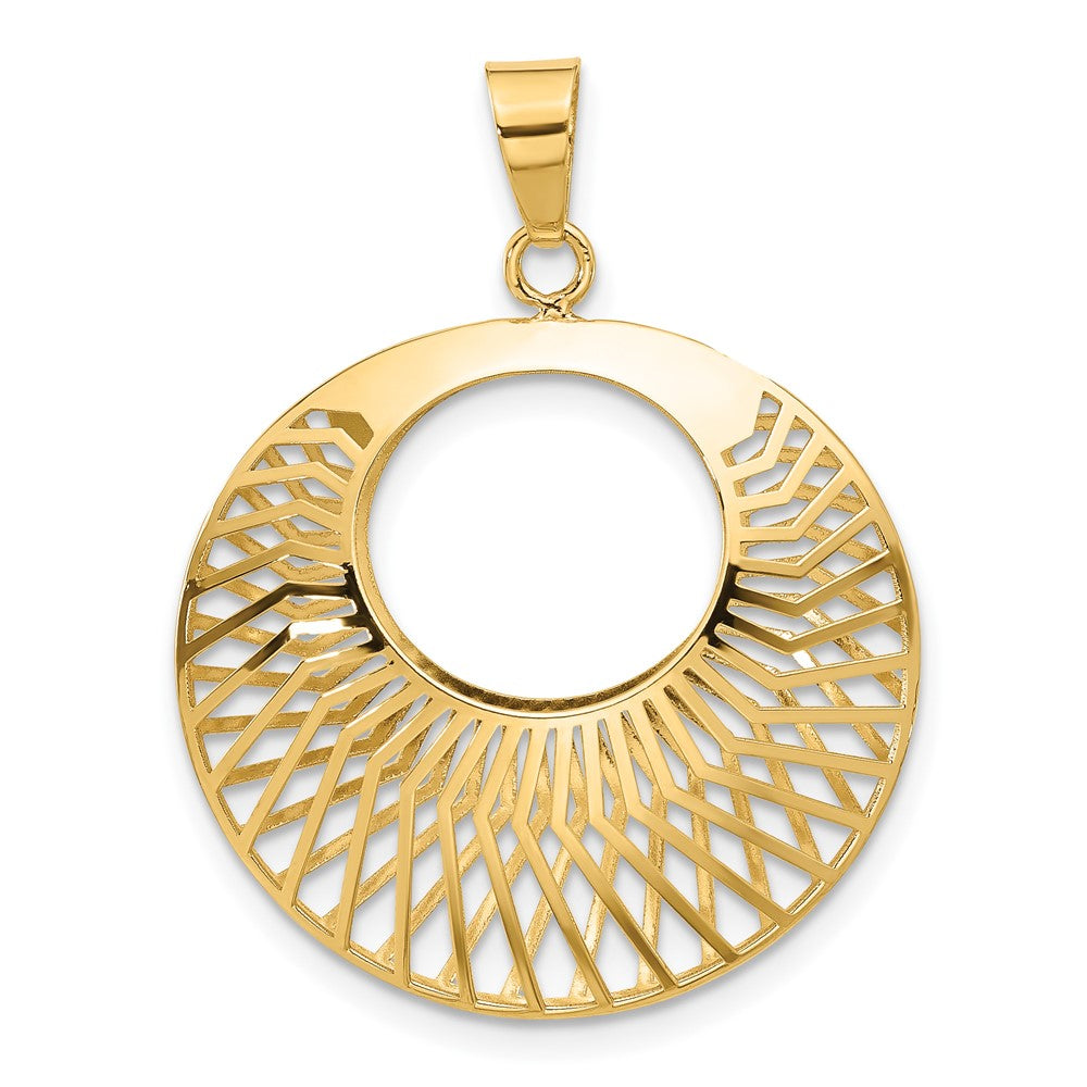 14K Yellow Gold Polished Hollow Fancy Pendant - Product Photo