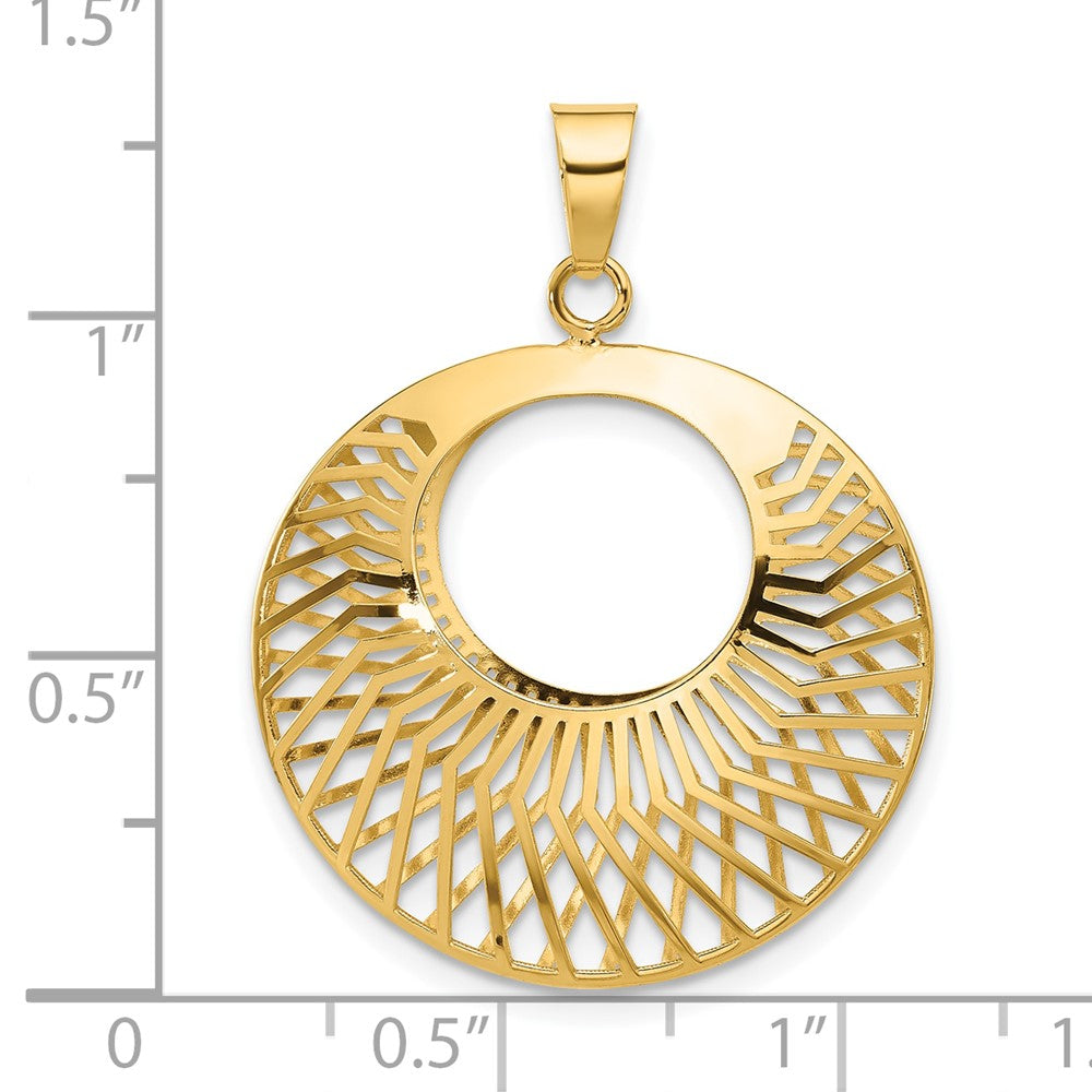 14K Yellow Gold Polished Hollow Fancy Pendant - Product Photo
