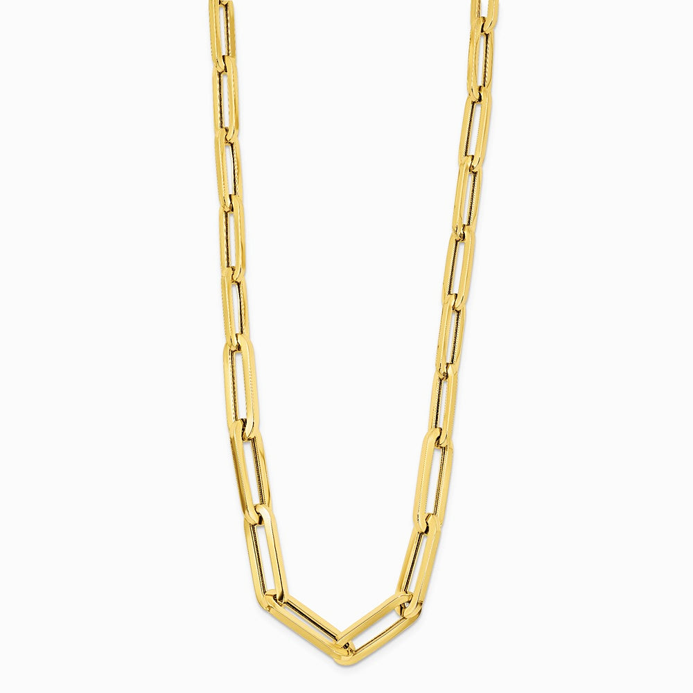 14K Yellow Gold Polished Fancy Link Necklace - Product Photo