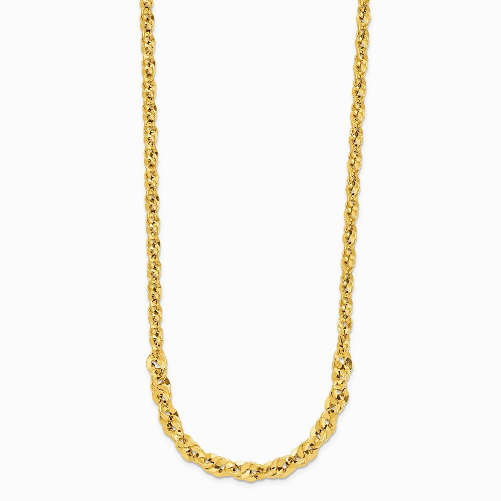 14K Yellow Gold Polished and Diamond-Cut Fancy Link Graduated 18in Necklace - Product Photo