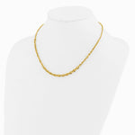 14K Yellow Gold Polished and Diamond-Cut Fancy Link Graduated 18in Necklace - Product Photo