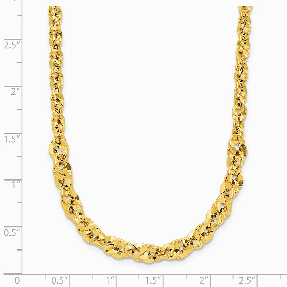 14K Yellow Gold Polished and Diamond-Cut Fancy Link Graduated 18in Necklace - Product Photo