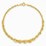 14K Yellow Gold Polished and Diamond-Cut Fancy Link Graduated 7.5in Bracelet - Product Photo