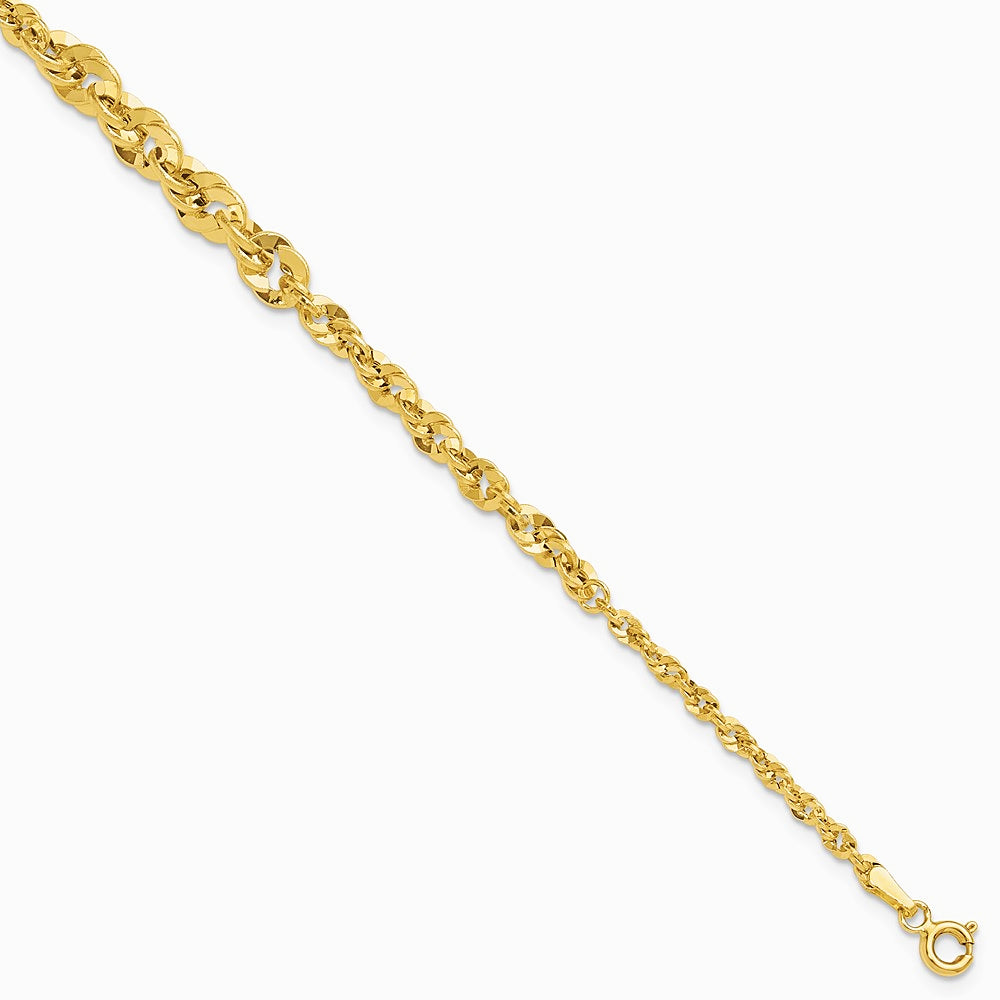 14K Yellow Gold Polished and Diamond-Cut Fancy Link Graduated 7.5in Bracelet - Product Photo