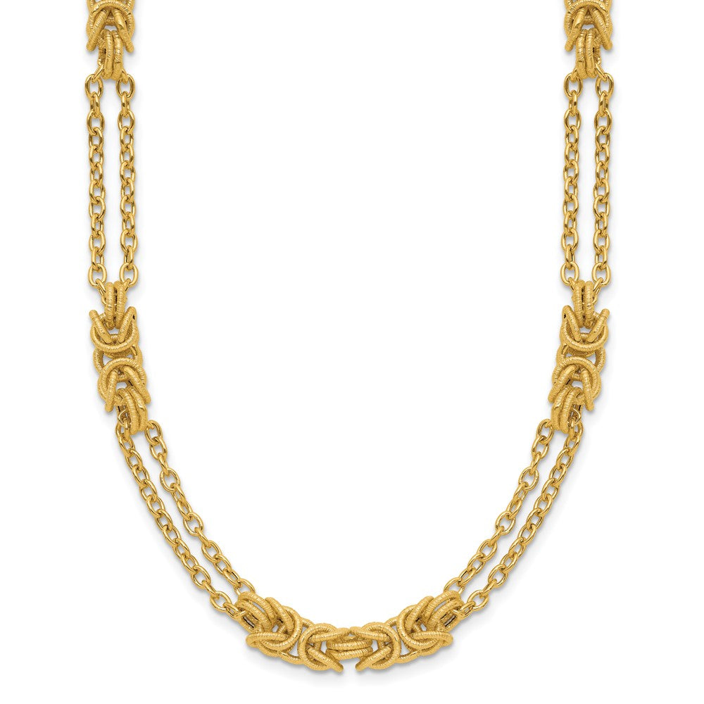 14K Yellow Gold Polished and Textured Fancy Link Necklace