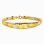 14K Yellow Gold Polished Grooved Graduated Bracelet - Product Photo