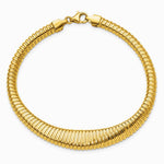 14K Yellow Gold Polished Grooved Graduated Bracelet - Product Photo