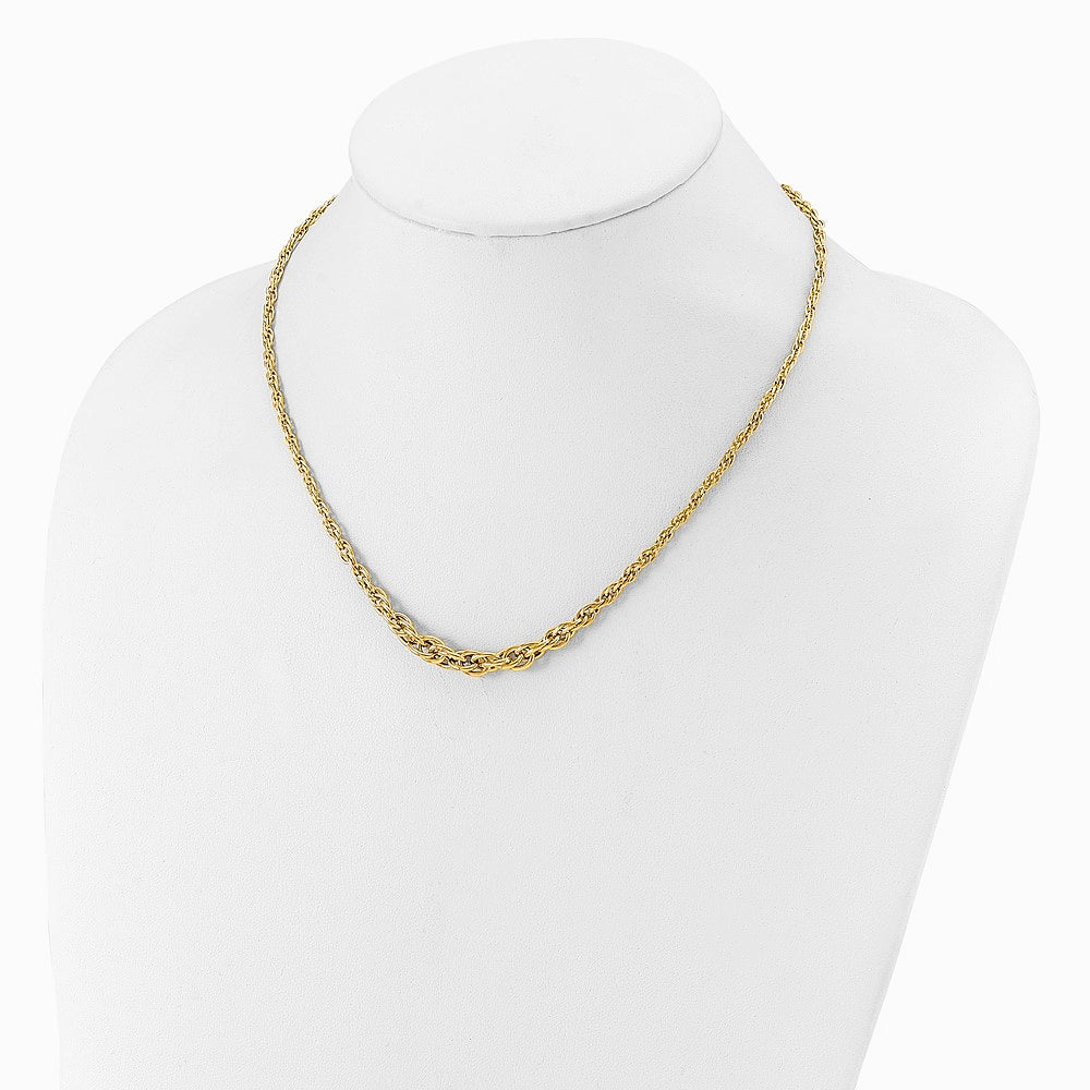 14K Yellow Gold Polished Graduated Fancy Link Necklace - Product Photo