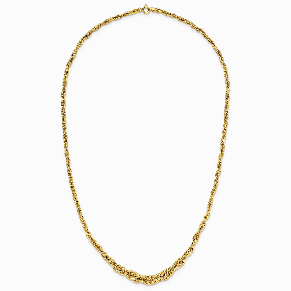 14K Yellow Gold Polished Graduated Fancy Link Necklace - Product Photo