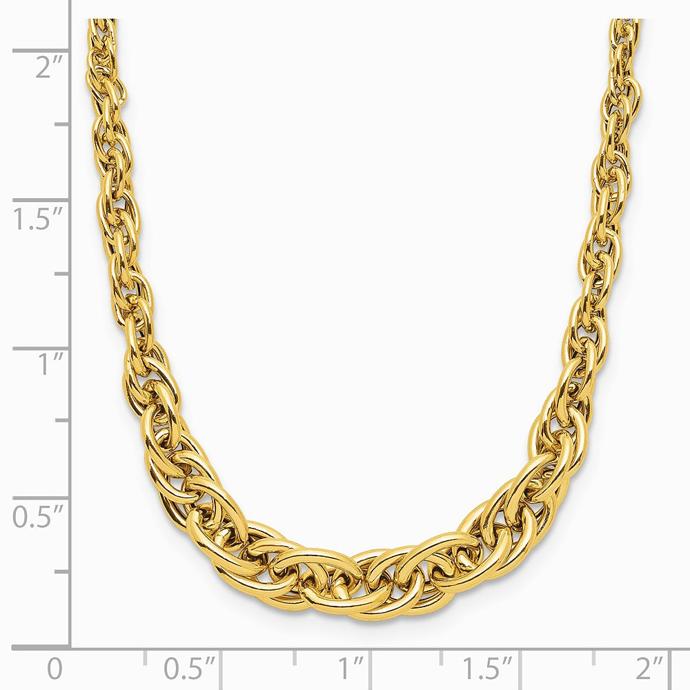 14K Yellow Gold Polished Graduated Fancy Link Necklace - Product Photo