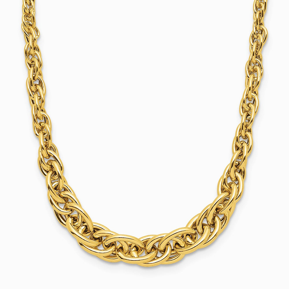 14K Yellow Gold Polished Graduated Fancy Link Necklace - Product Photo