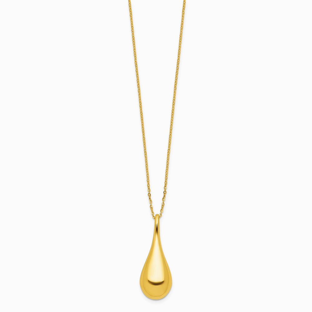 14K Yellow Gold Polished Teardrop 16in with 2in ext. Necklace - Product Photo