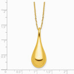 14K Yellow Gold Polished Teardrop 16in with 2in ext. Necklace - Product Photo