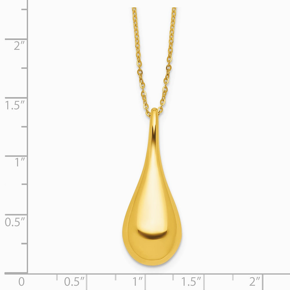 14K Yellow Gold Polished Teardrop 16in with 2in ext. Necklace - Product Photo