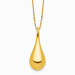 14K Yellow Gold Polished Teardrop 16in with 2in ext. Necklace - Product Photo