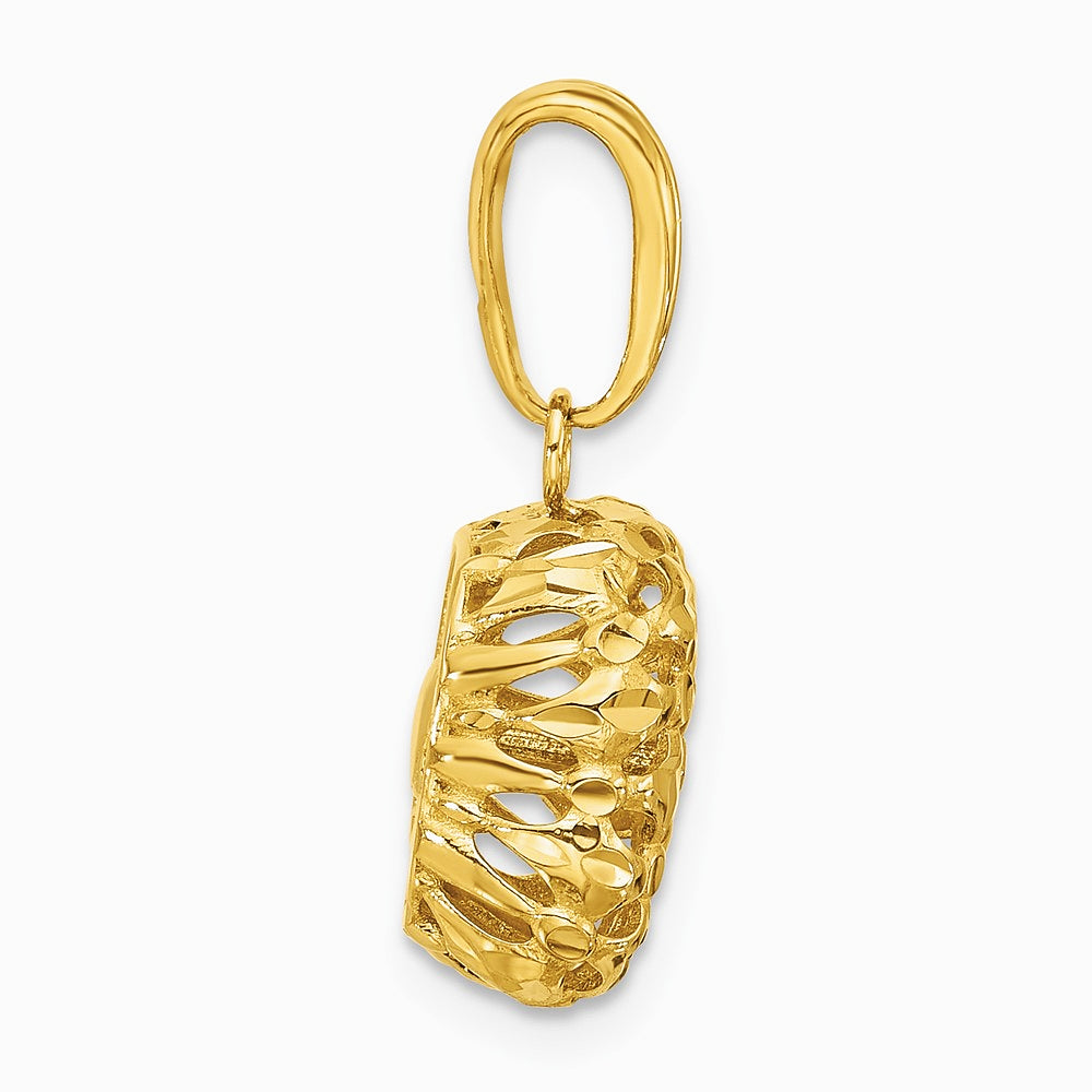 14K Yellow Gold Polished Puffed Square Pendant - Product Photo