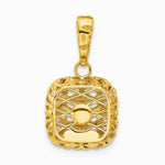 14K Yellow Gold Polished Puffed Square Pendant - Product Photo