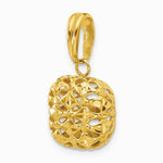 14K Yellow Gold Polished Puffed Square Pendant - Product Photo